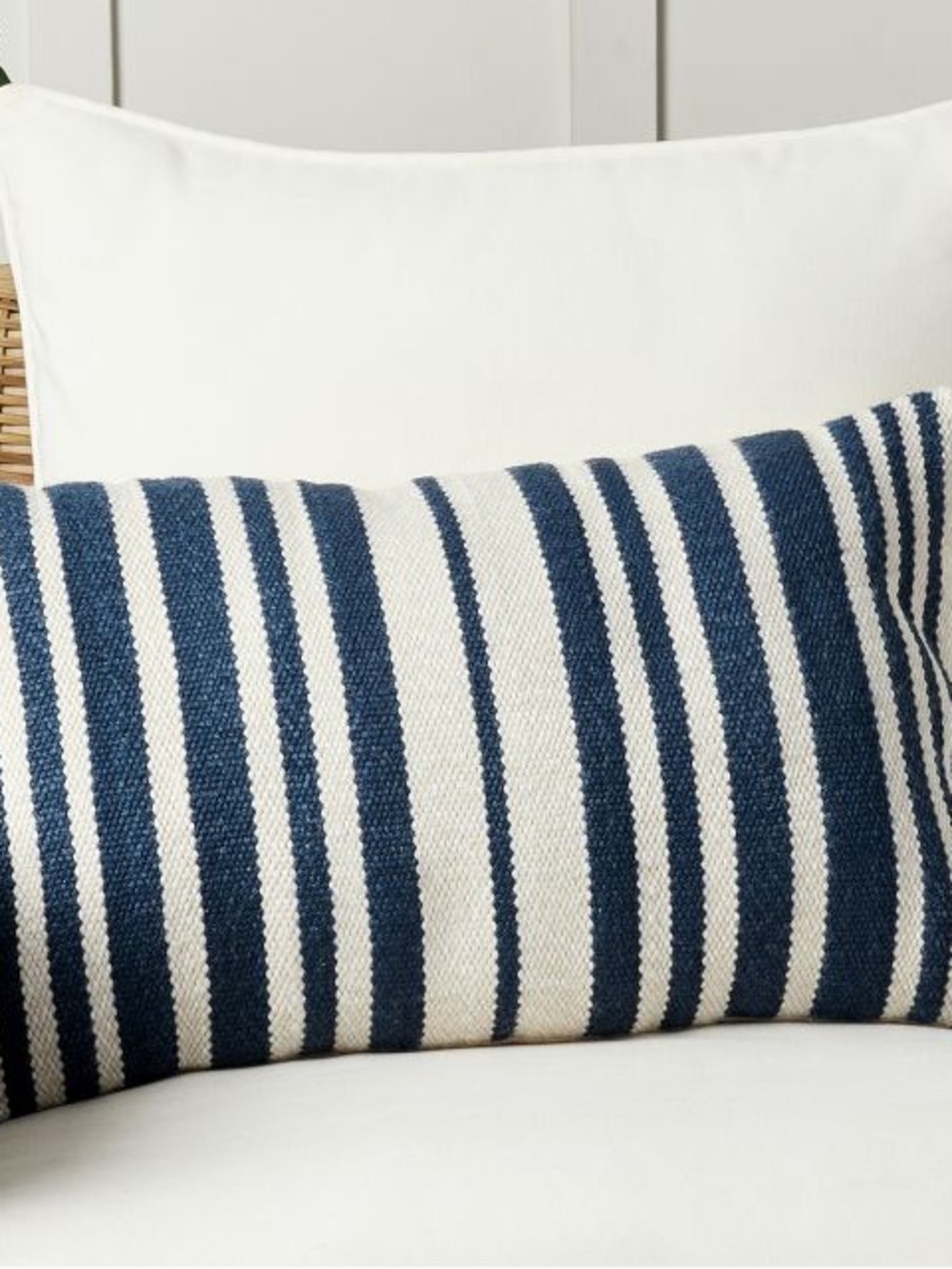 Set of 2 Pottery Barn Classic Striped Handwoven Indoor/Outdoor Lumbar Pillows
